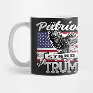 Patriots Stand With Trump Grunge USA Flag Eagle Patriot Design Gray Mug